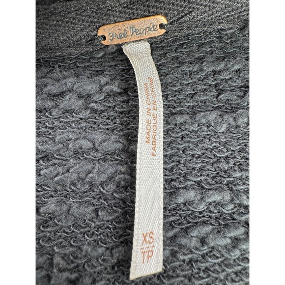 Free People Cardigan Sweater Womens XS Black Open Front Drape Knit Jacket - Picture 3 of 8